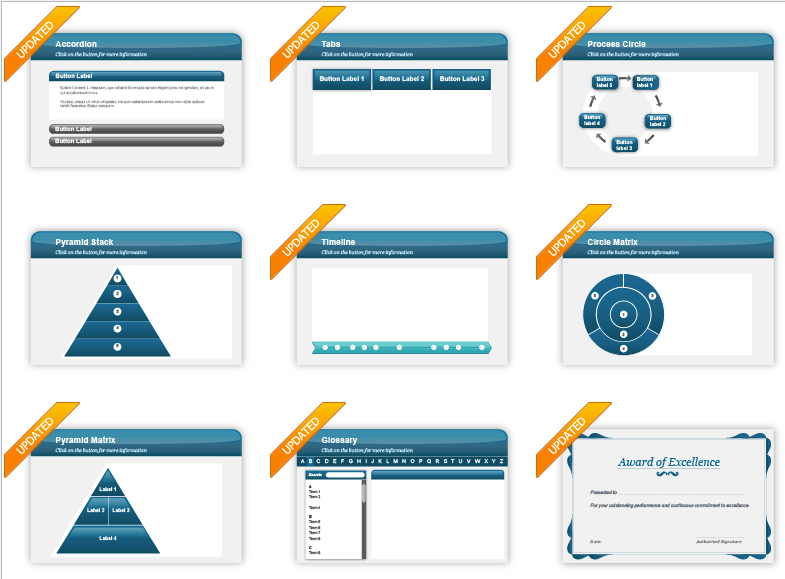 Les fonctionnalités d’interaction avancées sont proposées par Adobe Captivate sous la forme de Widgets customisables, des plus classiques comme le caroussel aux plus interactifs comme des mini­jeux.