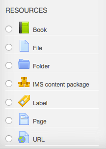 L’éditeur du cours peut exposer différents type de ressources aux étudiants.