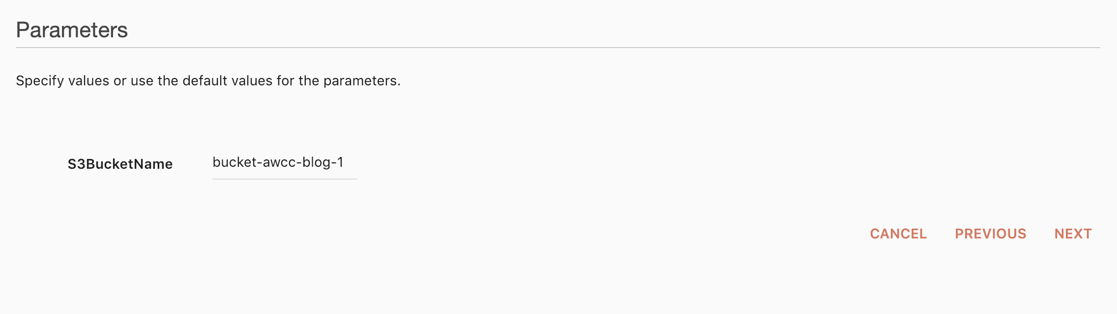 Service Catalog Parameters interface